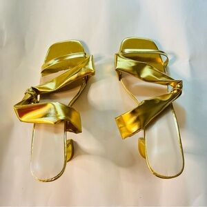 MICAS Women's Sexy Golden Fashion High Heels slippers sandals